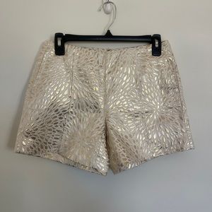 Lilly Pulitzer White and Gold Metallic Shorts